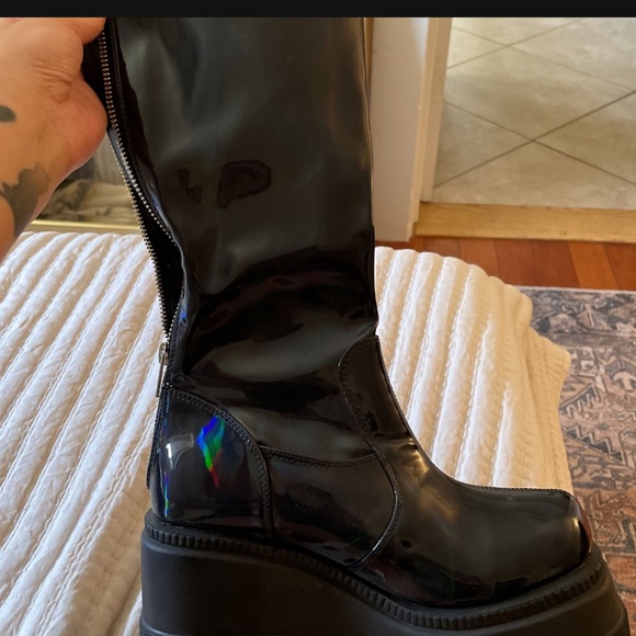 demonia size 7 black platform boots - Picture 1 of 5